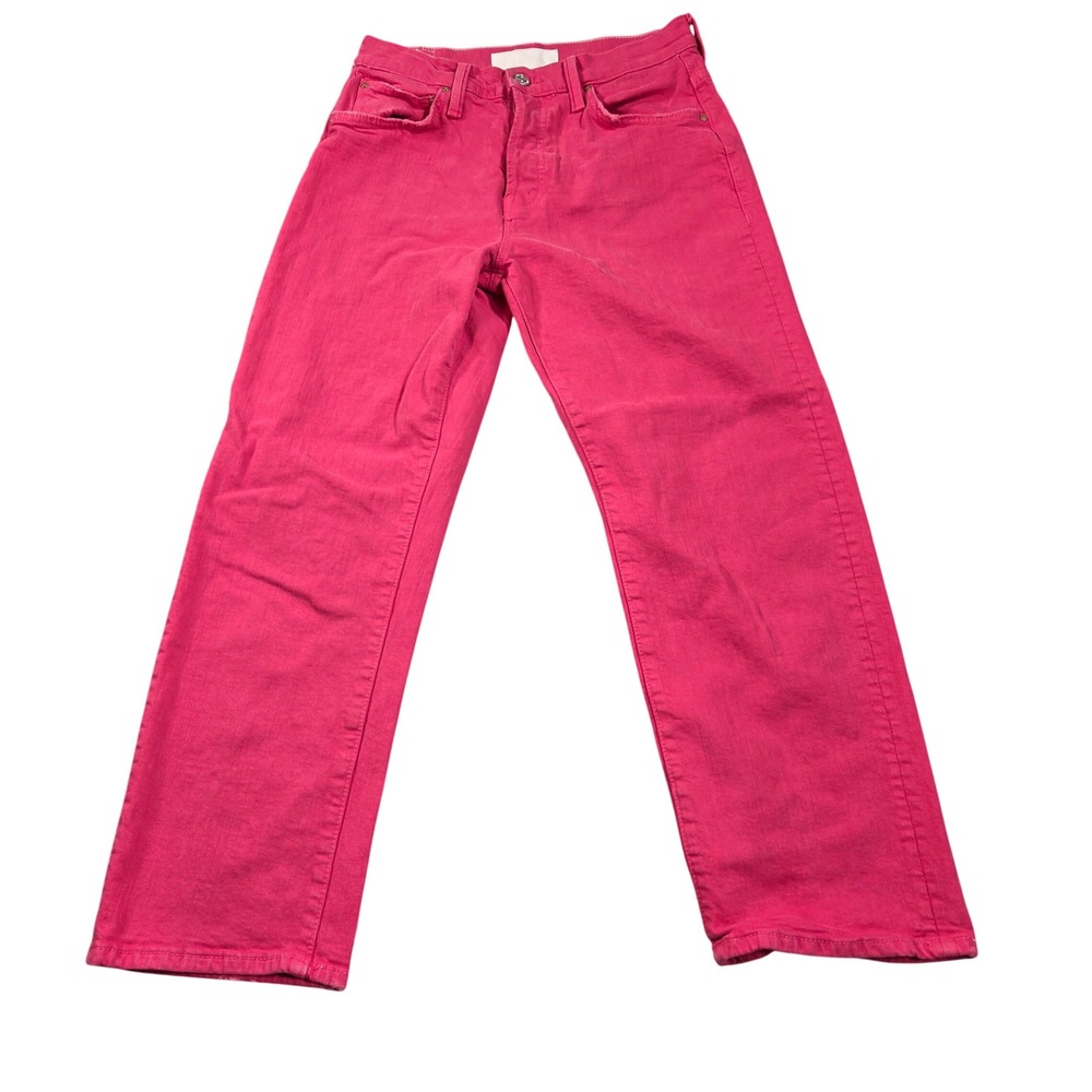 Mother The Ditcher Crop Jeans Womens 25 Pink High Rise Straight Leg 1448-544